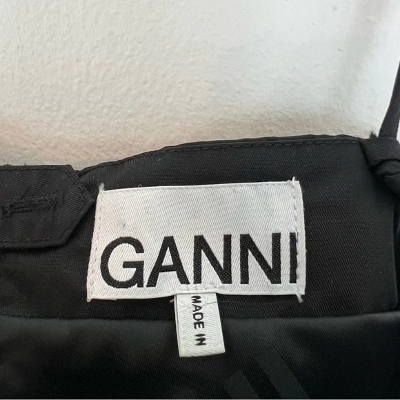 Ganni Floral Embroidery Beaded Crop Tank Black Green 2 Fancy Cocktail Glam Party - Picture 4 of 10